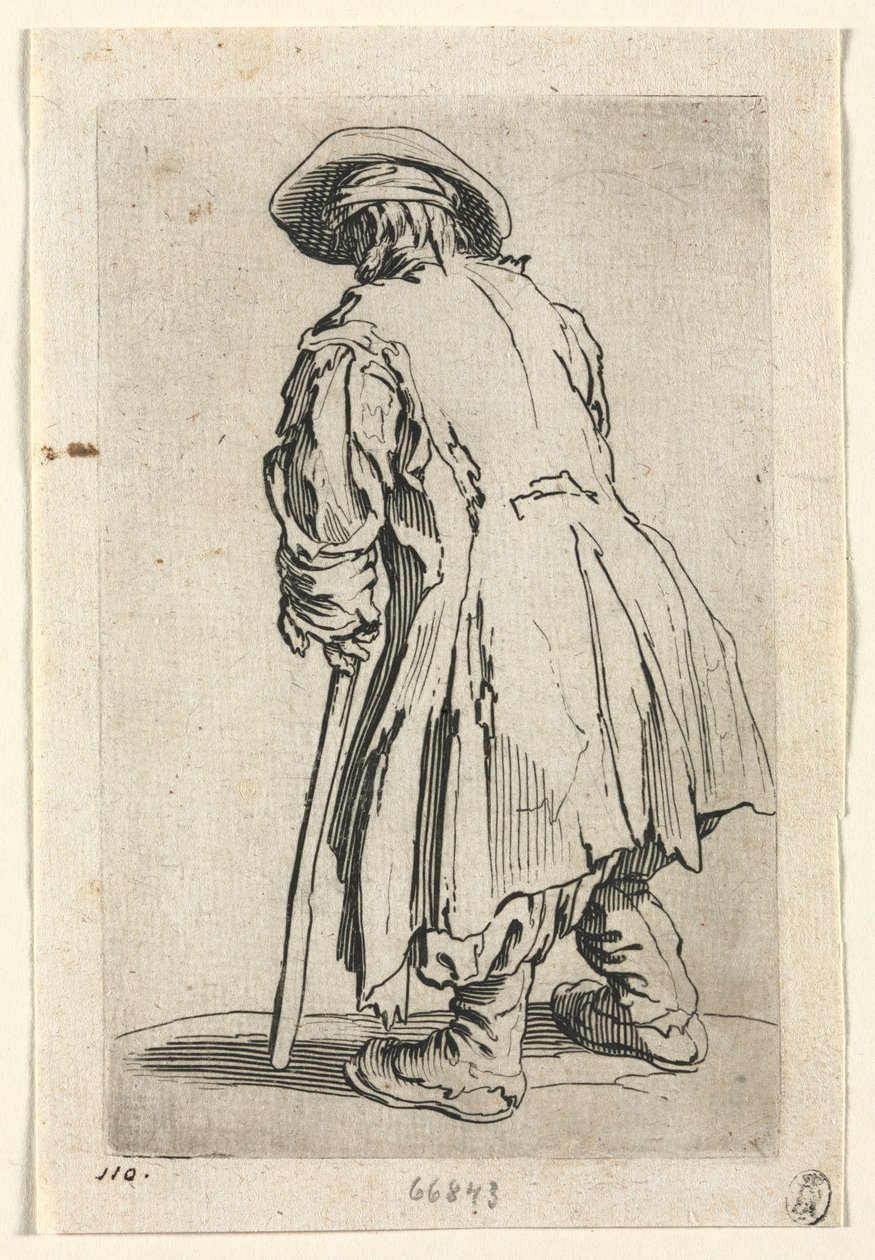 The Beggars: Old Beggar on One Single Crutch, ca. 1623. af Jacques Callot