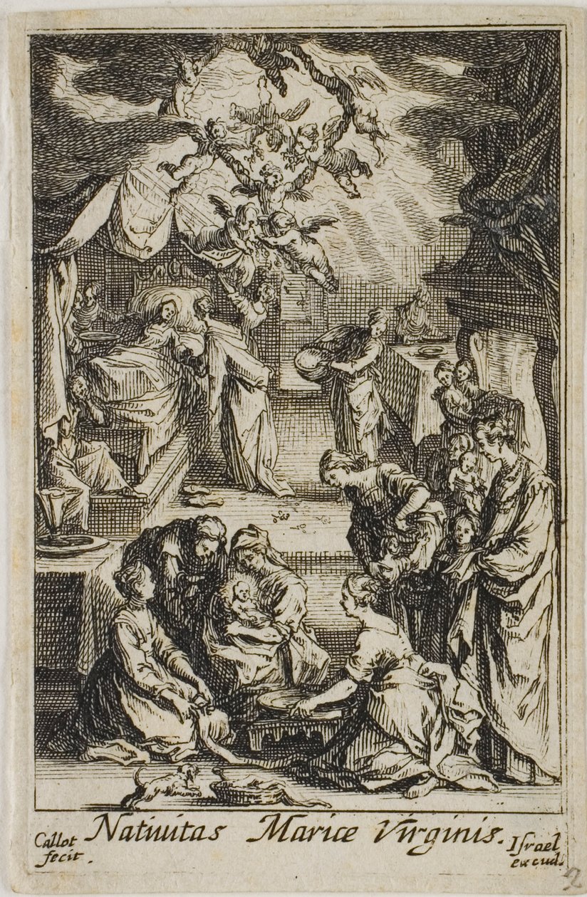 Jomfru Marias fødsel, fra Jomfruens liv af Jacques Callot