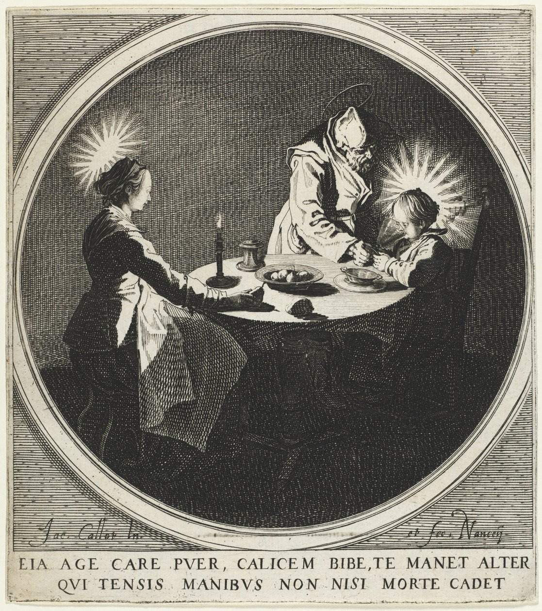 Velsignelsen (Le Bénédicité) også kendt som Den hellige familie ved bordet af Jacques Callot