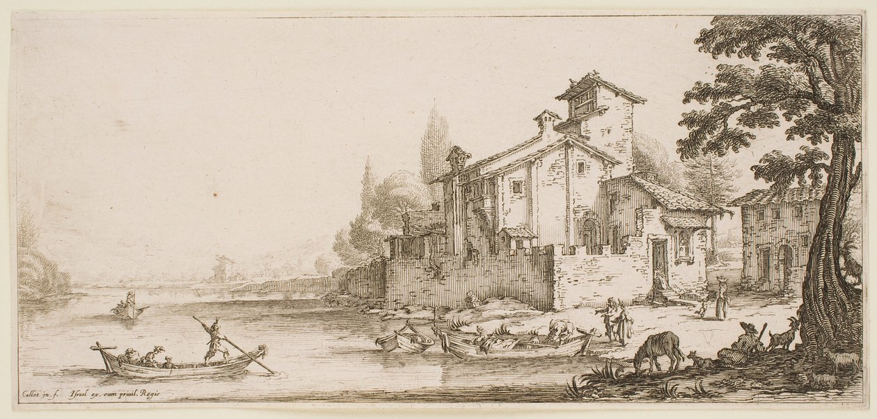 Bådturen, fra serien „Landskaberne i Firenze“ af Jacques Callot