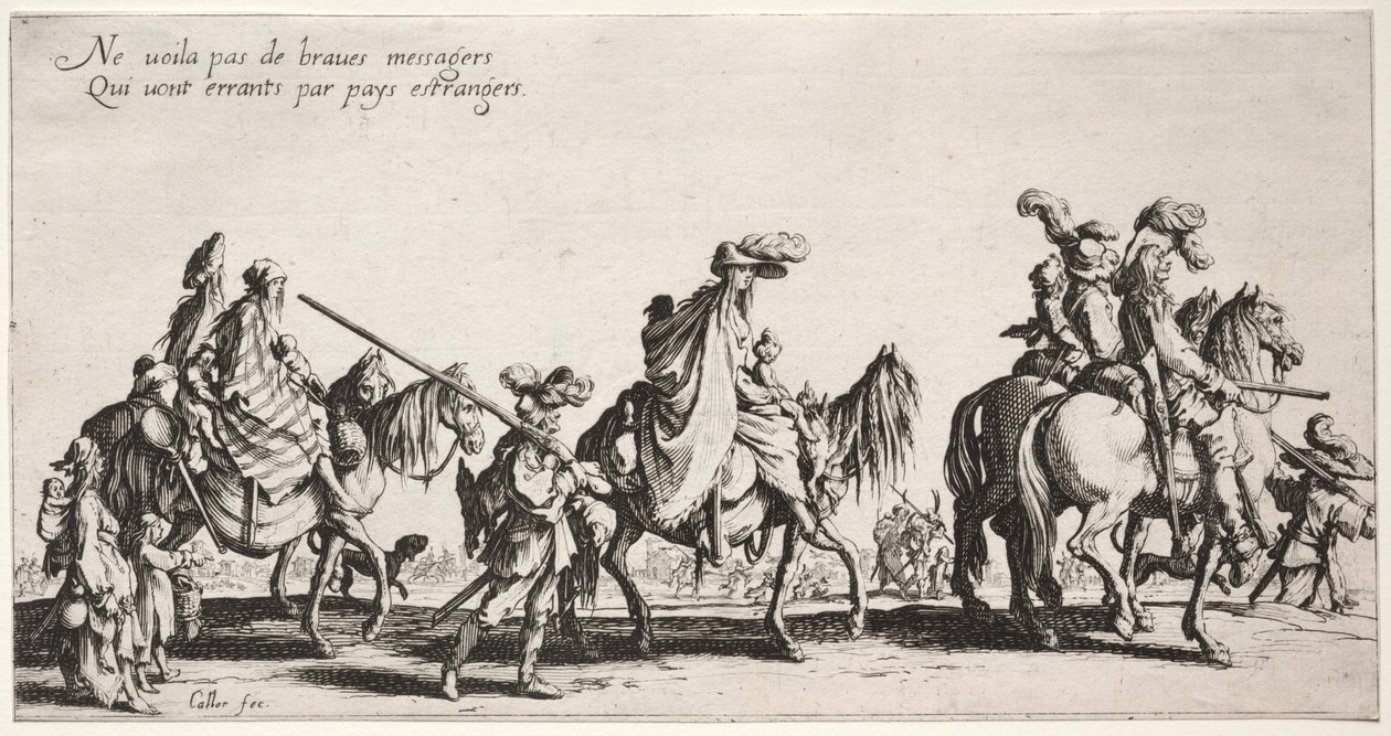 The Bohemians: The Bohemians Marching: The Vanguard, ca. 1621-1625. af Jacques Callot