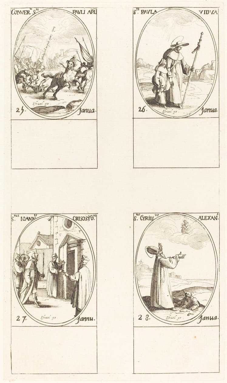 Sauls omvendelse; St. Paul; Johannes Chrysostomus; Sankt Cyril af Alexandria af Jacques Callot