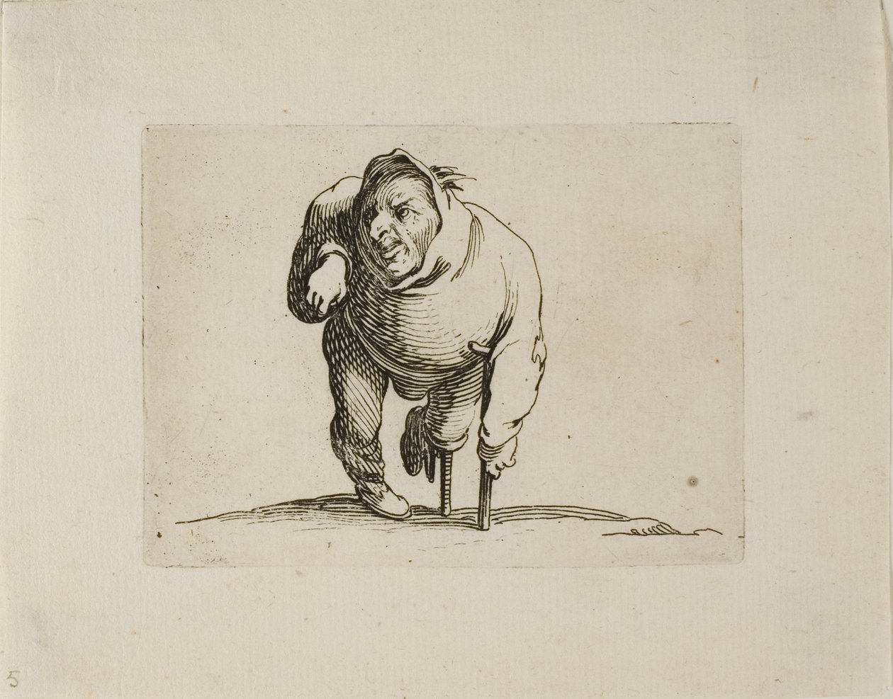 Krøblingen med en krykke og et træben, fra Varie Figure Gobbi af Jacques Callot