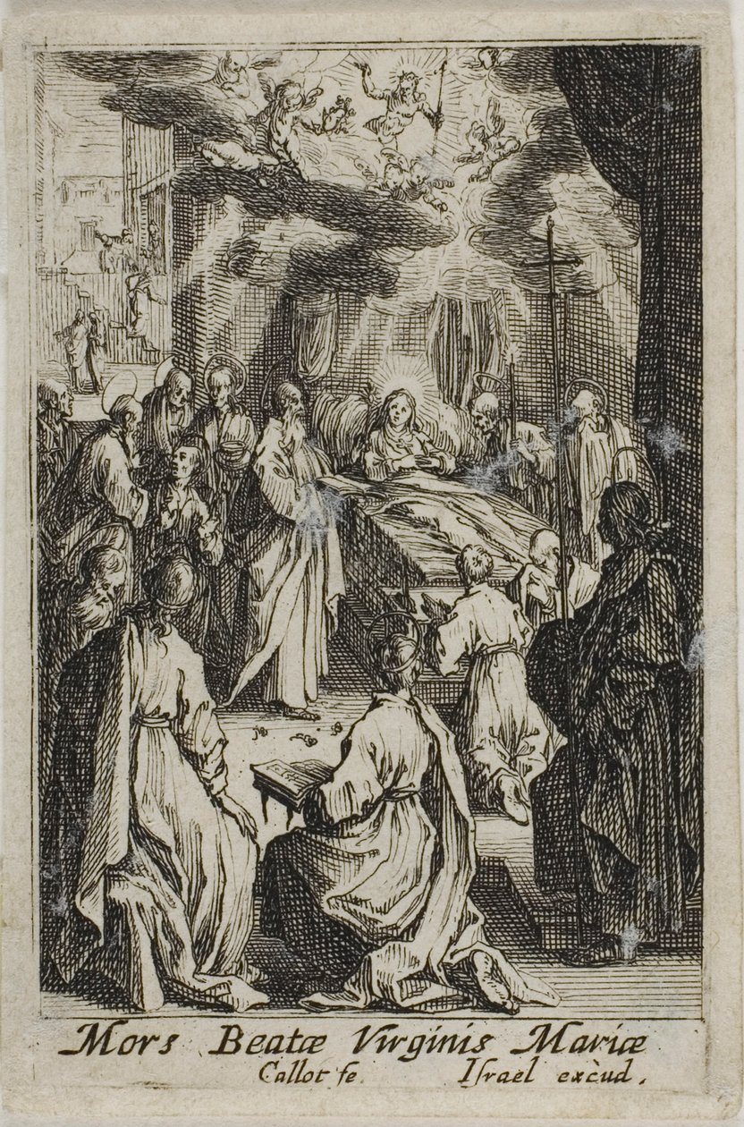 Jomfru Marias død, fra Jomfruens liv af Jacques Callot