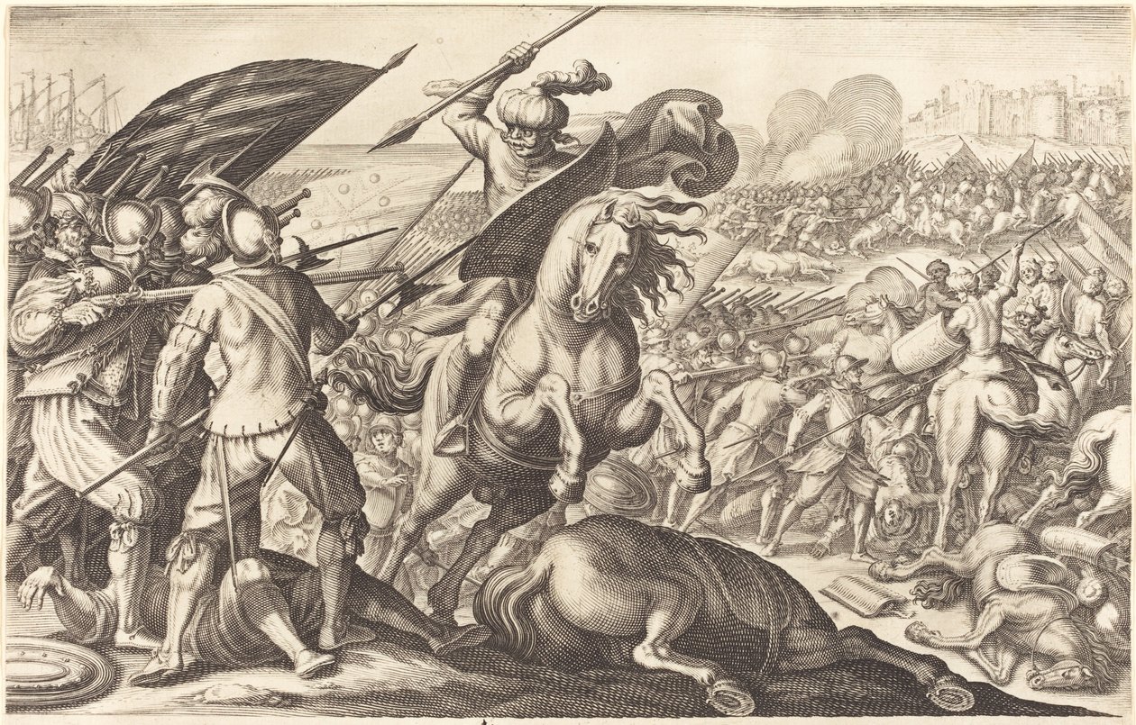 Nederlaget for det tyrkiske kavaleri, ca. 1614. af Jacques Callot