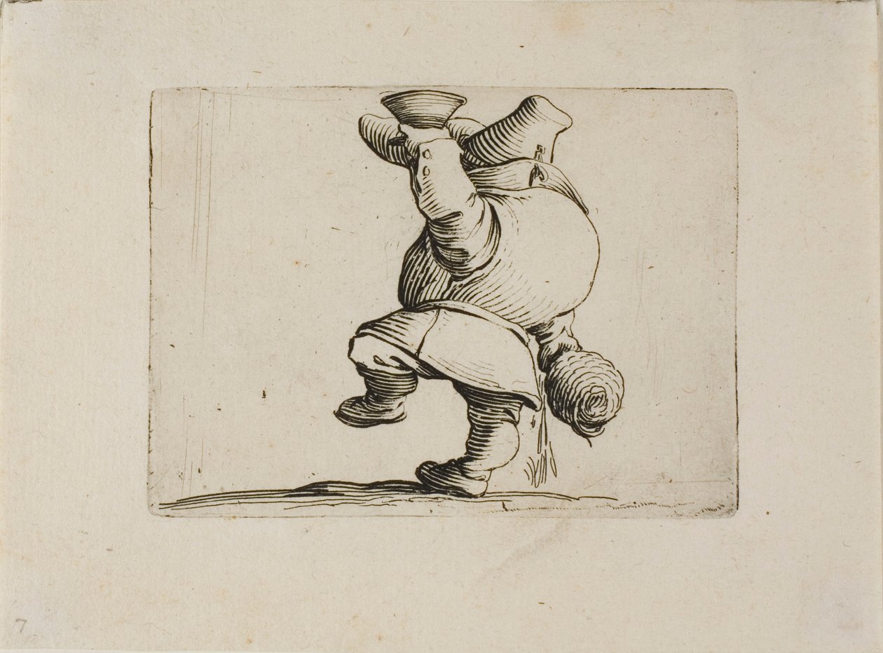 Drikkeren set bagfra, fra Varie Figure Gobbi af Jacques Callot