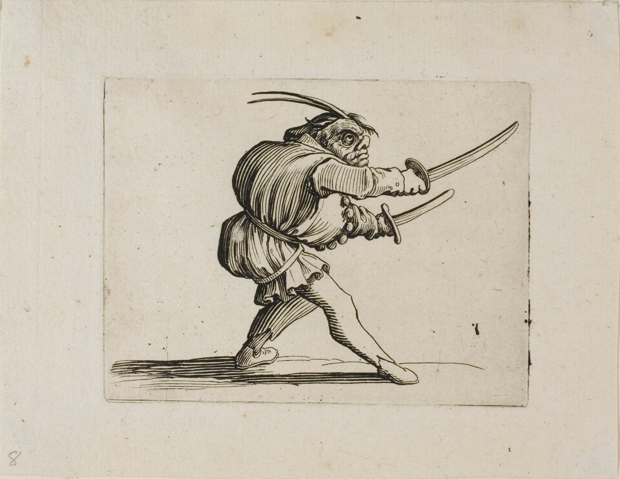 Duelisten med to sværd, fra Varie Figure Gobbi af Jacques Callot