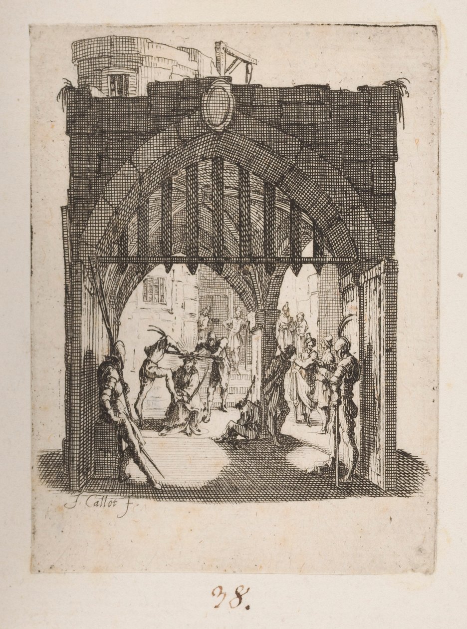 Flagelationen, nr. 6 af 11 fra La Petite Passion af Jacques Callot
