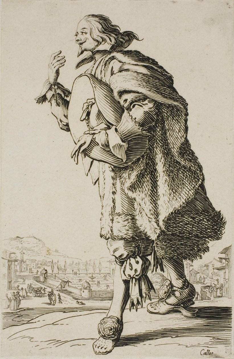 Generalen, der hilser, mens han holder sin hat under armen, plade to fra La Noblesse af Jacques Callot