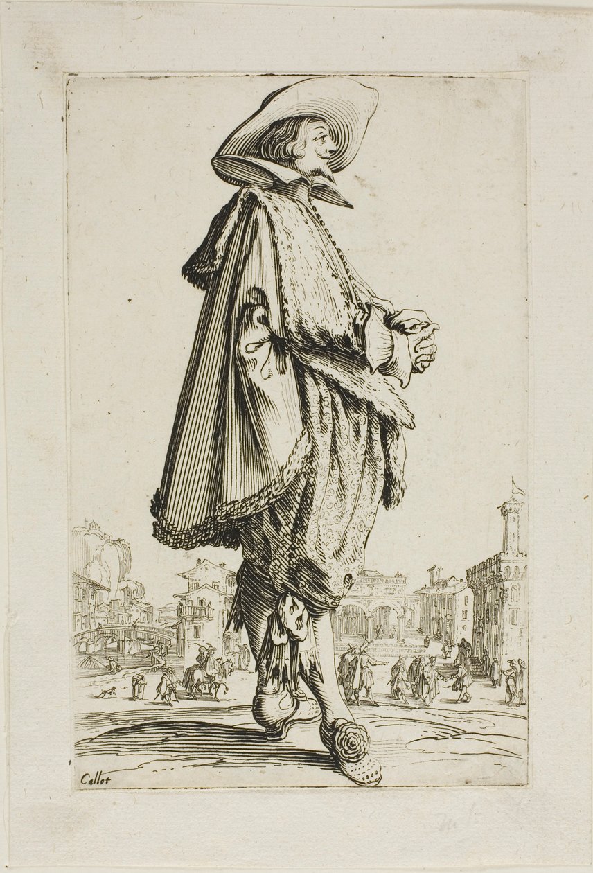 Gentleman med knyttede hænder, plade 11 fra La Noblesse af Jacques Callot