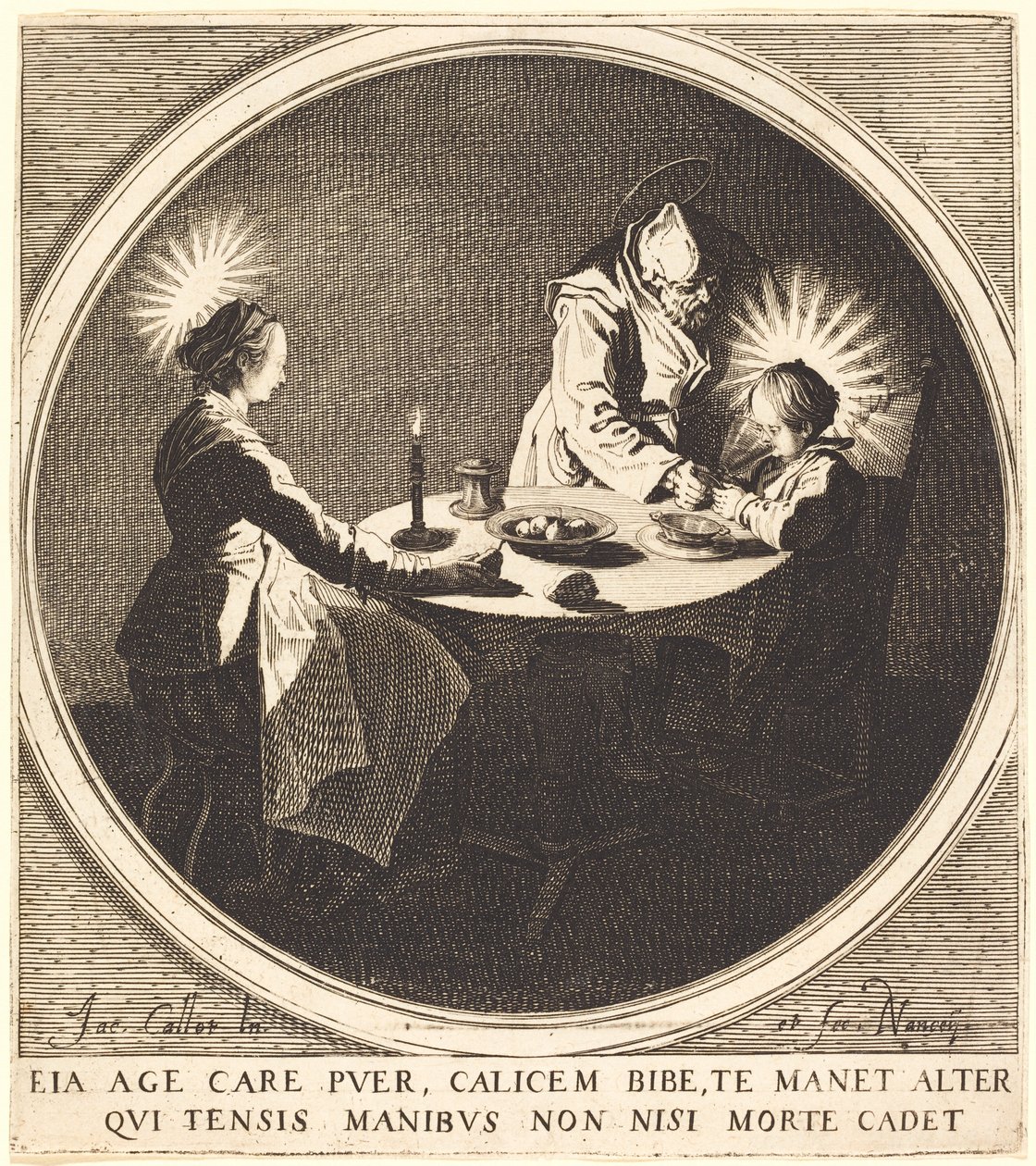Den hellige familie ved bordet af Jacques Callot