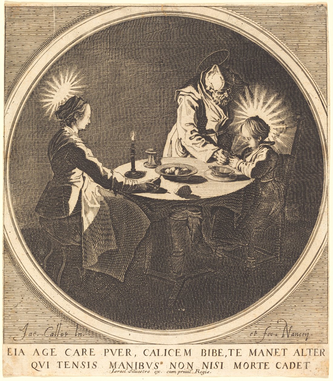 Den hellige familie ved bordet af Jacques Callot