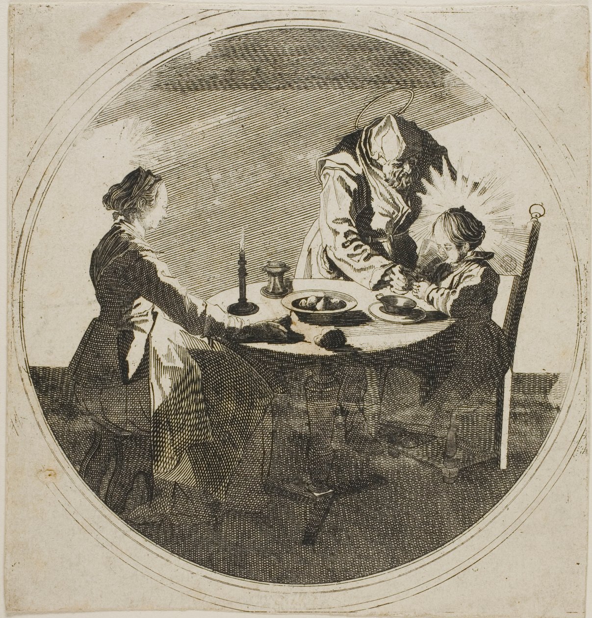 Den hellige familie ved bordet af Jacques Callot