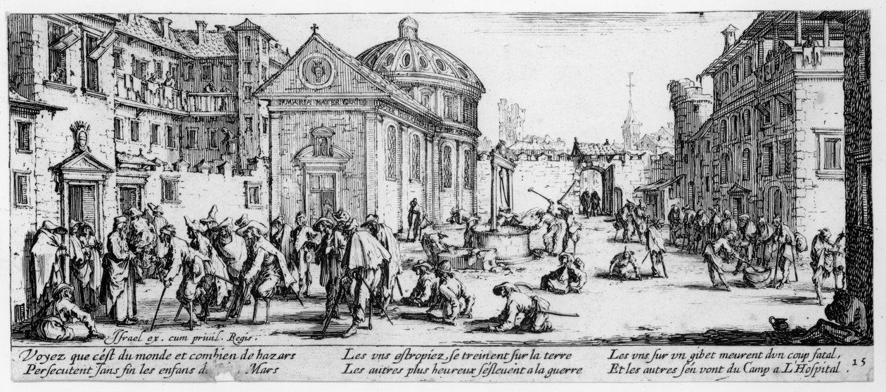 Hospitalet, plade 15 fra The Miseries and Misfortunes of War, indgraveret af Israel Henriet (ca. 1590-1661) 1633 af Jacques Callot