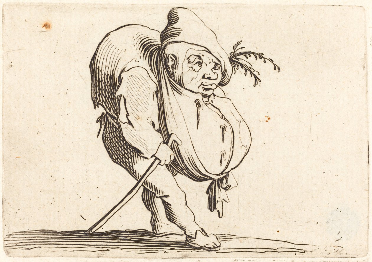 Pukkelryggen med en stok af Jacques Callot