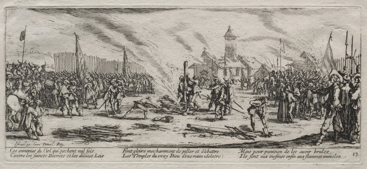 The Large Miseries of War: Burning at the Stake, 1633. af Jacques Callot