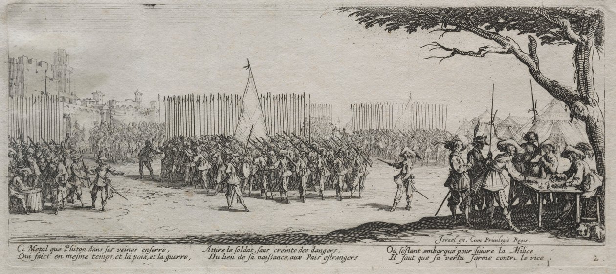 Krigens store miseries: indskrivning af tropperne, 1633. af Jacques Callot