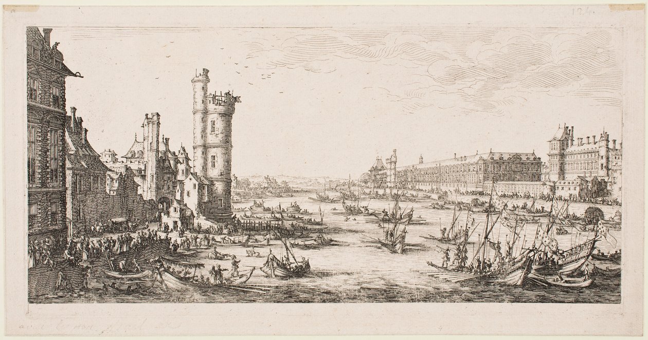 De store udsigter over Paris: udsigt over Louvre af Jacques Callot
