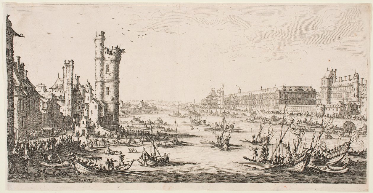 De store udsigter over Paris: udsigt over Louvre af Jacques Callot