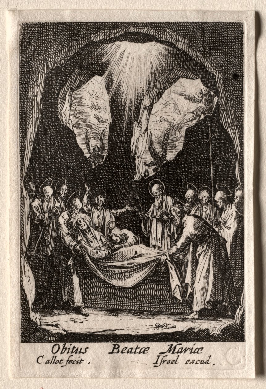 Jomfruens liv: Jomfruens gravlæggelse. af Jacques Callot