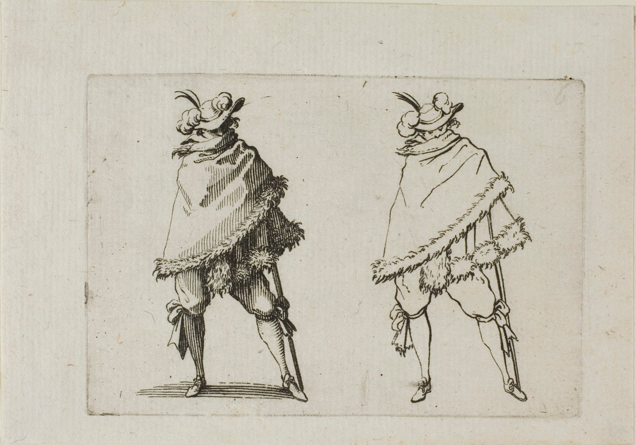 Manden indpakket i sin frakke, fra The Caprices af Jacques Callot