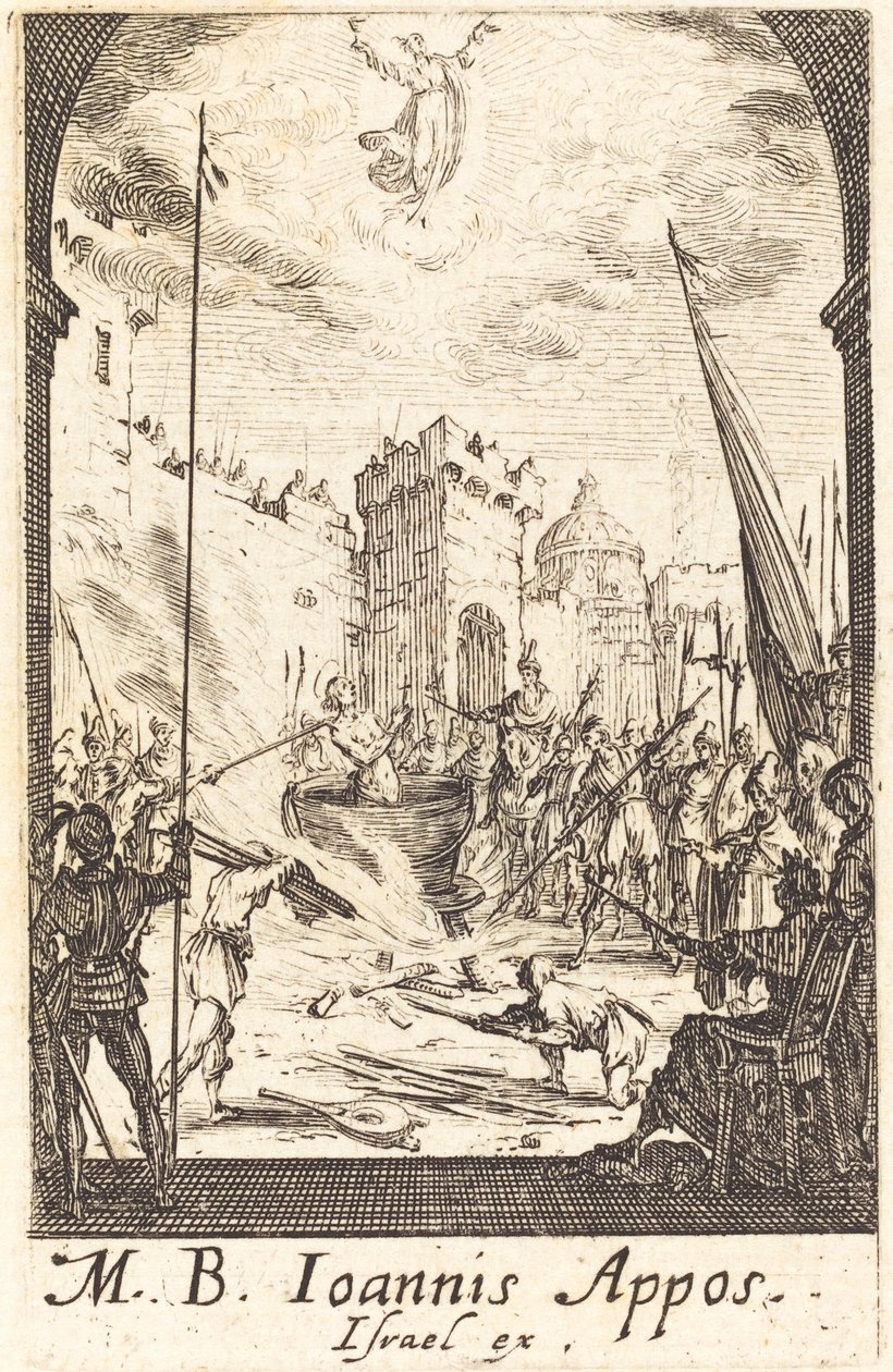 Sankt Johannes evangelistens martyrium af Jacques Callot