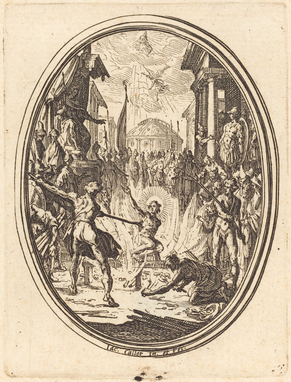 Saint Lawrences martyrium af Jacques Callot