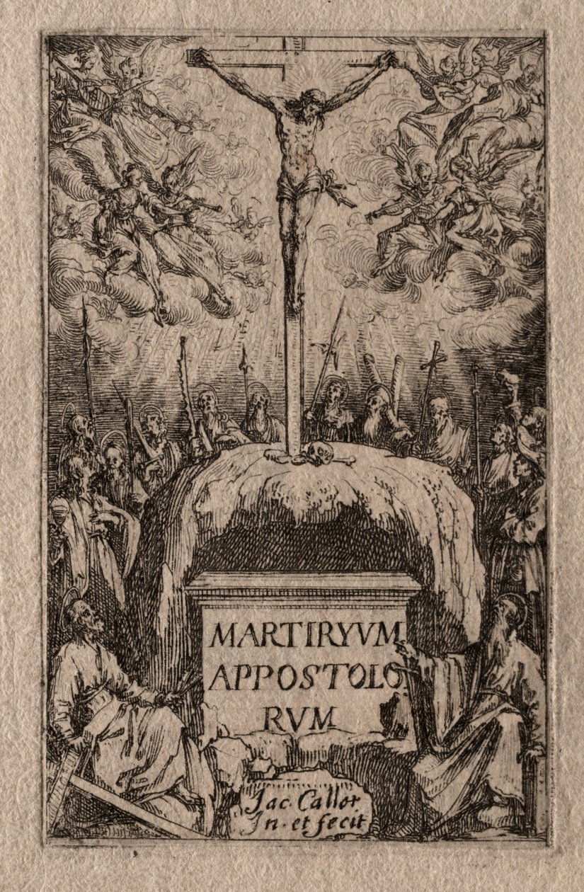 Apostlenes martyrium: Frontispice. af Jacques Callot