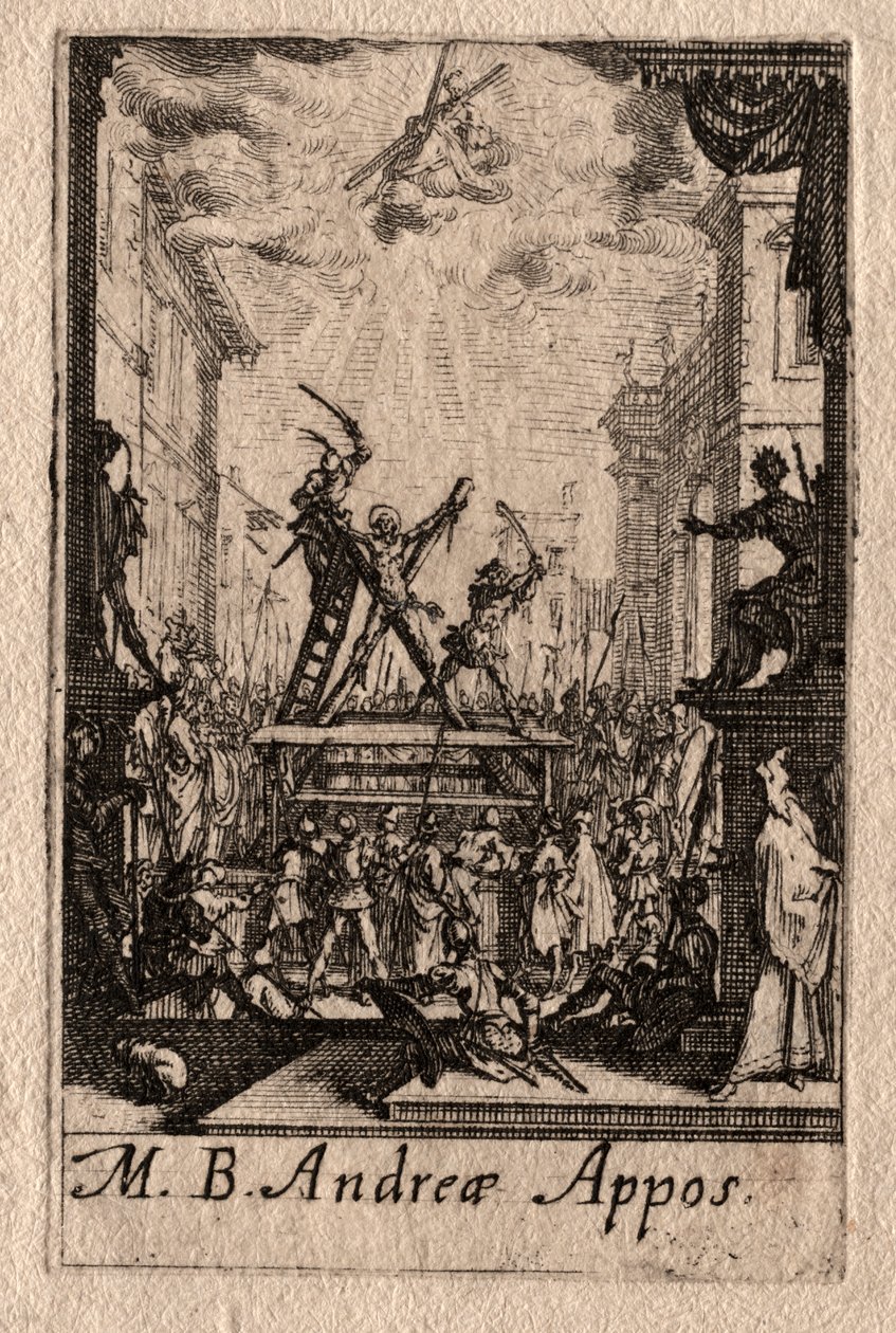 Apostlenes martyrium: St. Andreas af Jacques Callot