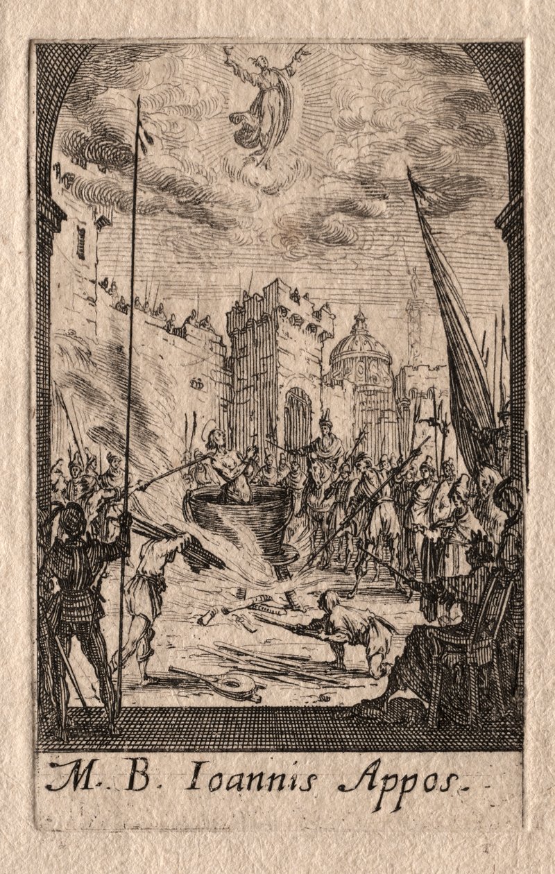 Apostlenes martyrium: Evangelisten Johannes af Jacques Callot