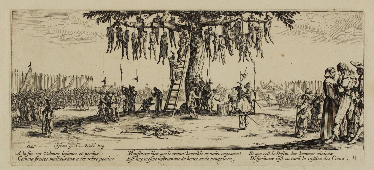 Krigens Elendighed, nr. 11. The Hanging, 1633 af Jacques Callot