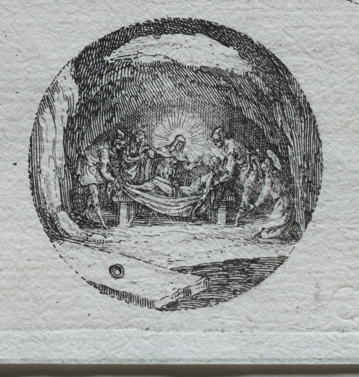 Lidenskabens mysterier: gravlæggelsen. af Jacques Callot