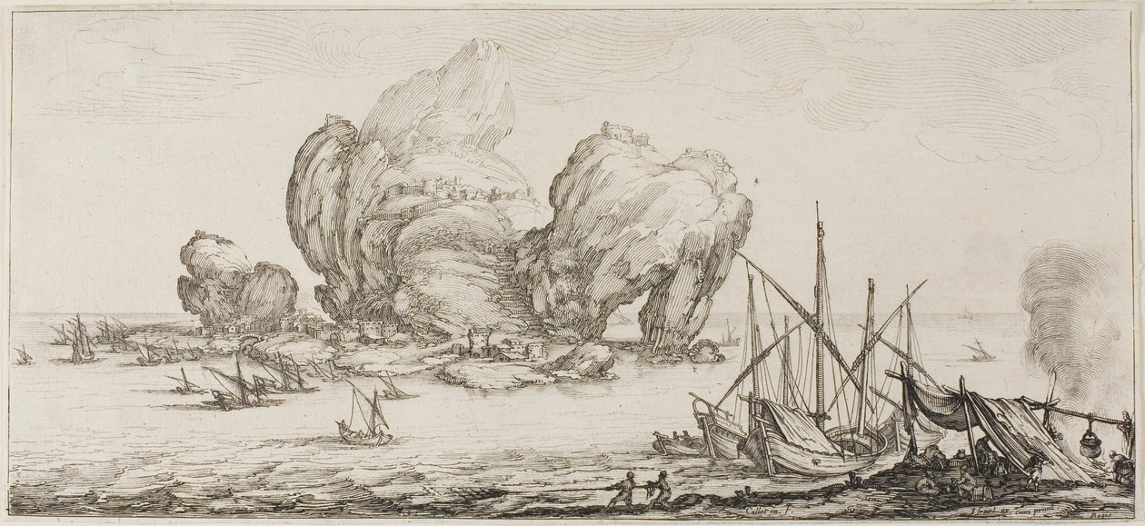 Søslaget, fra forskellige scener designet i Firenze af Jacques Callot