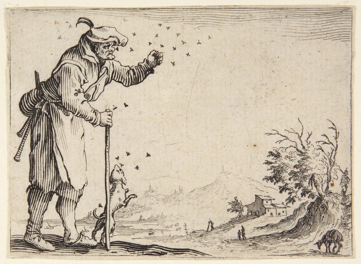 Bonden, der blev angrebet af bier af Jacques Callot