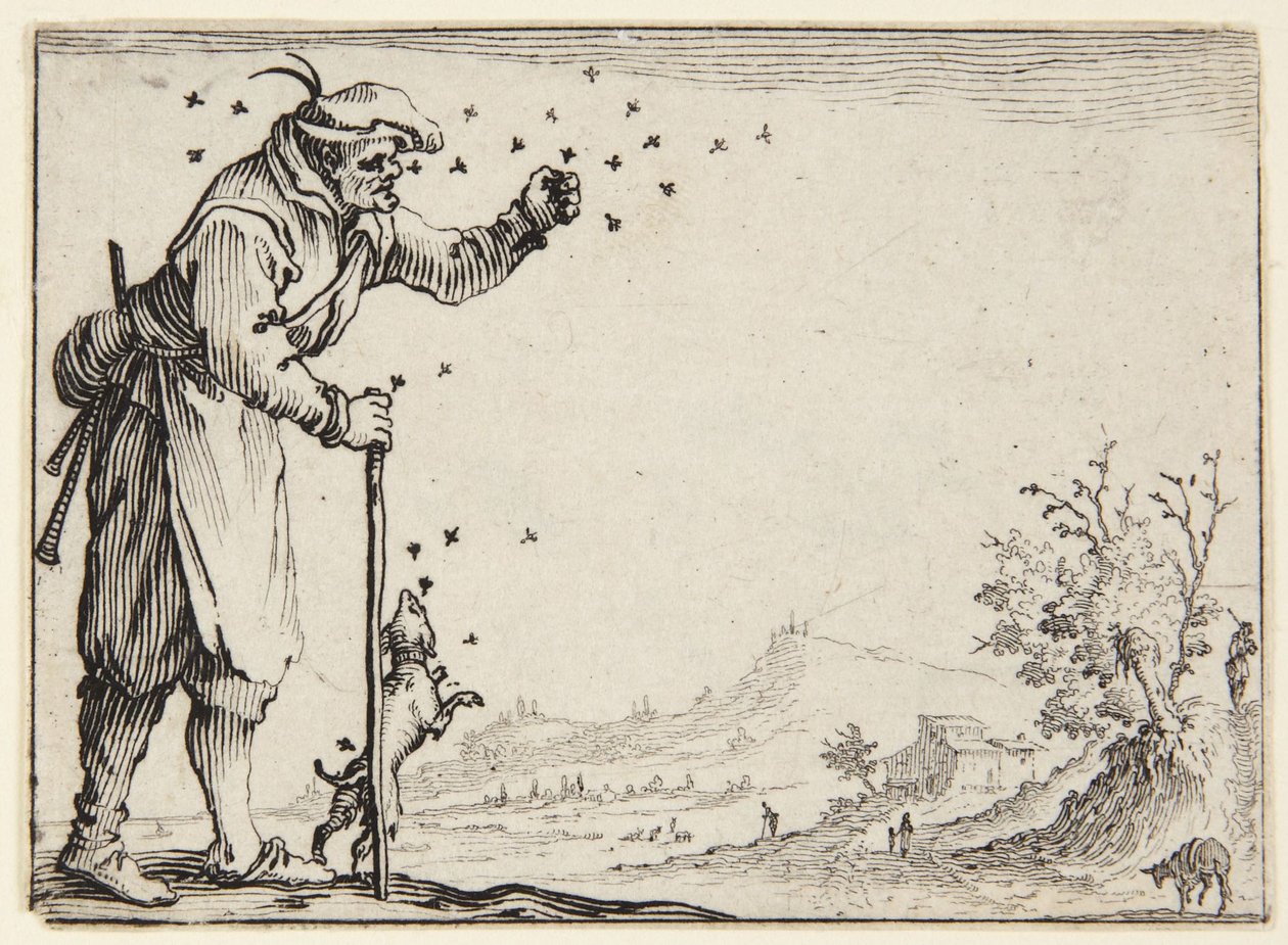 Bonden, der blev angrebet af bier af Jacques Callot