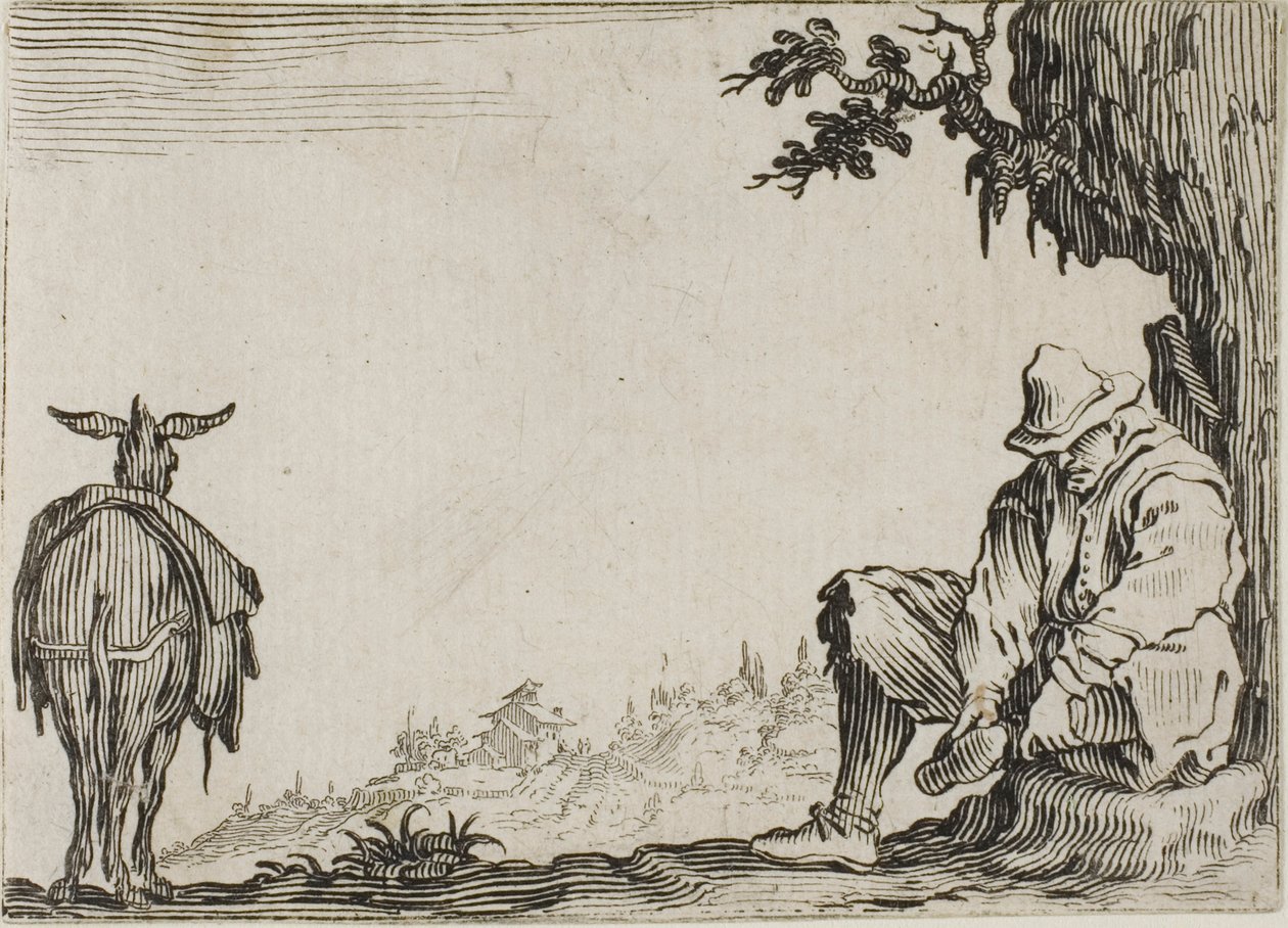 Bonden, der fjerner sine sko, fra The Caprices af Jacques Callot
