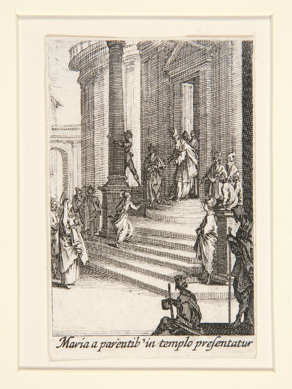 Præsentationen af Jomfruen, nr.3 fra Jomfruens liv af Jacques Callot