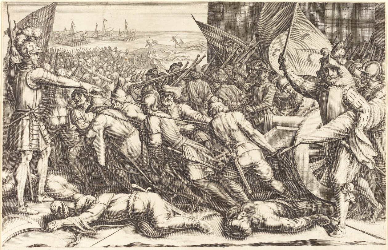 Troppernes genindskibning, ca. 1614. af Jacques Callot