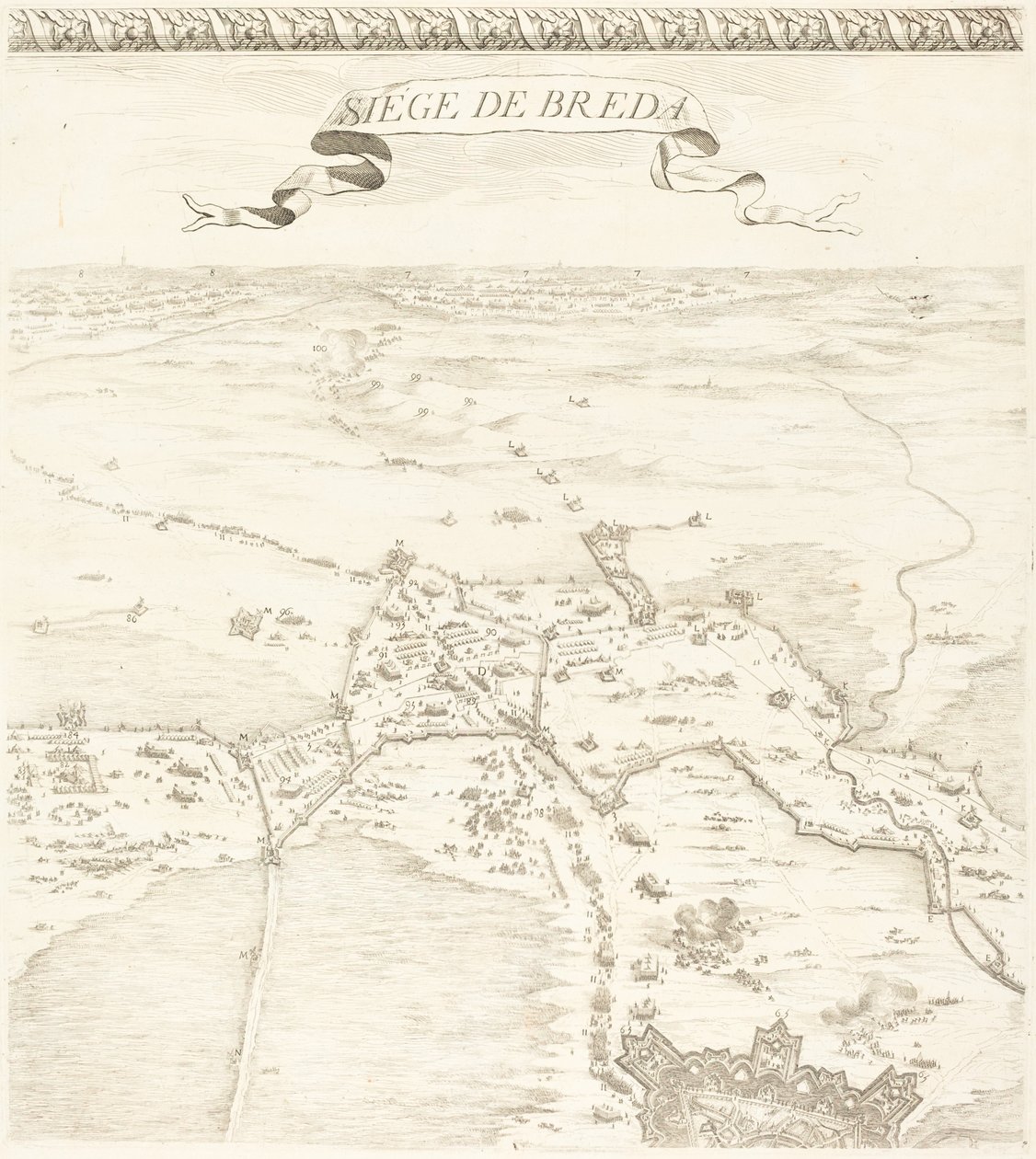 Belejringen af Breda [plade 2 af 6] af Jacques Callot