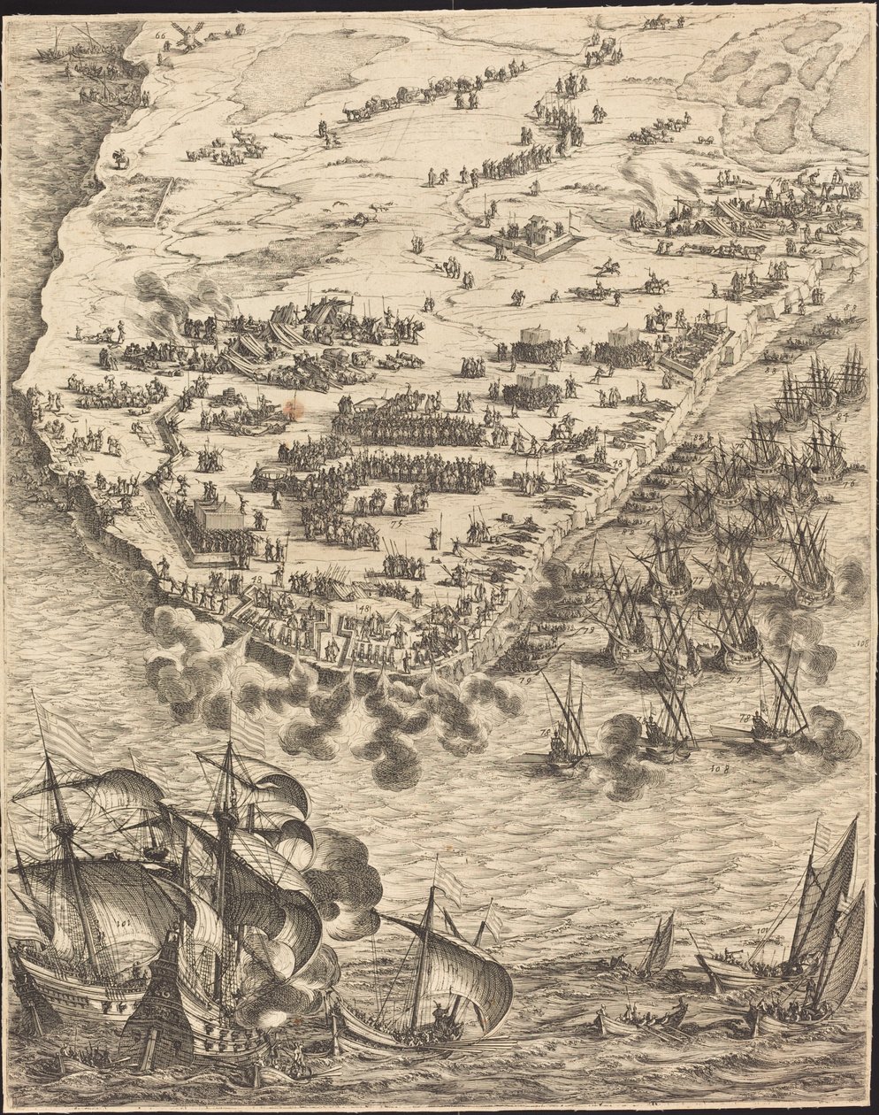 Belejringen af La Rochelle [plade 10 af 16; sæt omfatter 1952.8.97-112] af Jacques Callot