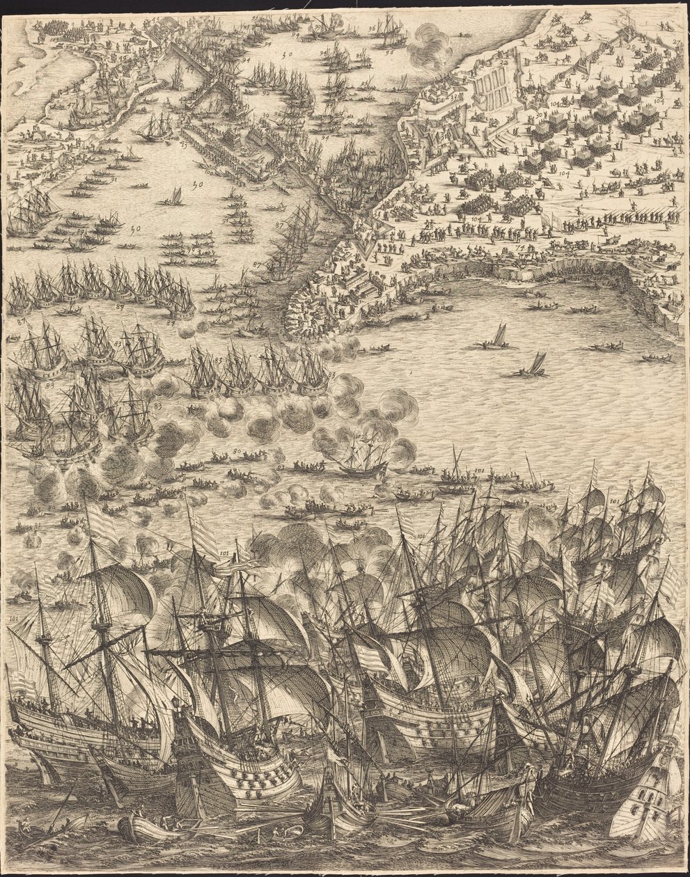 Belejringen af La Rochelle [plade 11 af 16; sæt omfatter 1952.8.97-112] af Jacques Callot