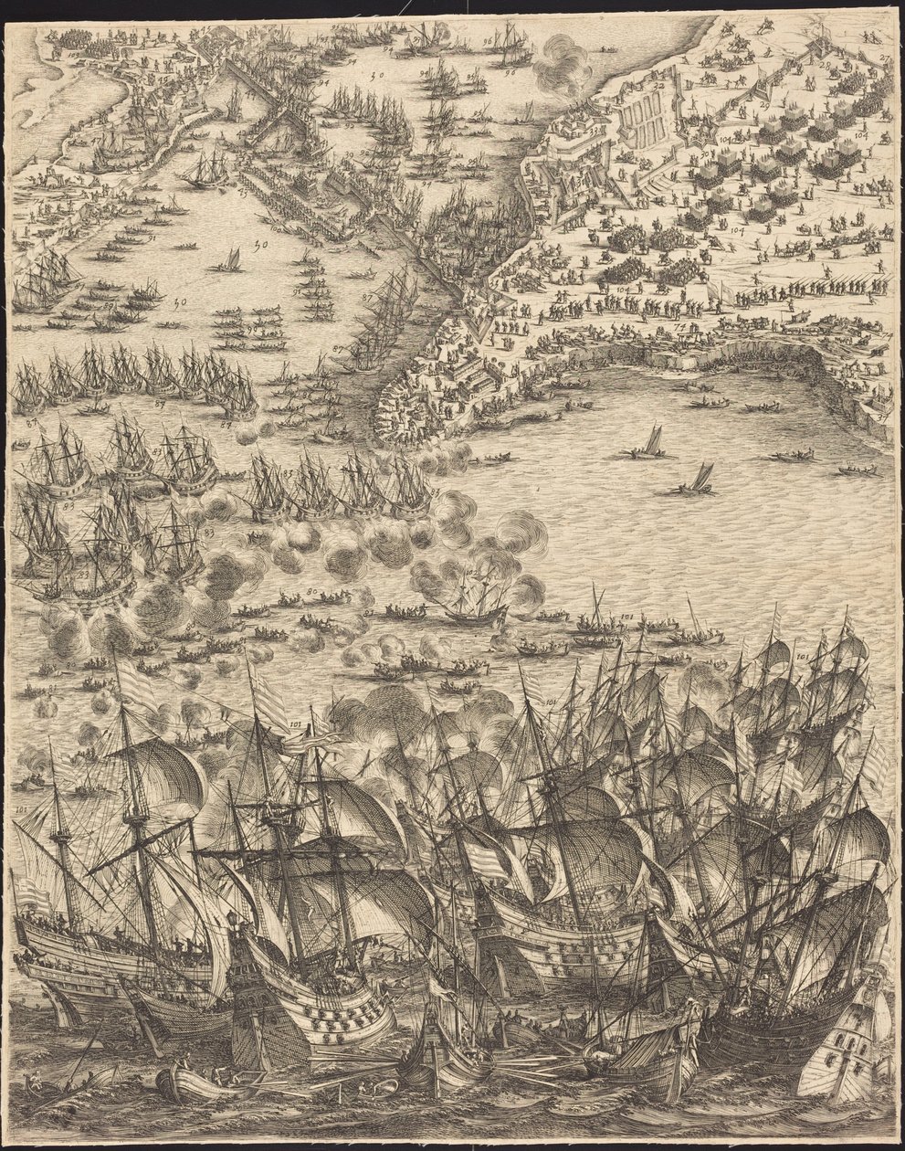 Belejringen af La Rochelle [blad 11 af 16; sættet omfatter 1952.8.97-112] af Jacques Callot