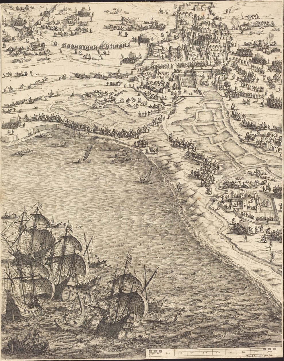Belejringen af La Rochelle [plade 12 af 16; sæt omfatter 1952.8.97-112] af Jacques Callot