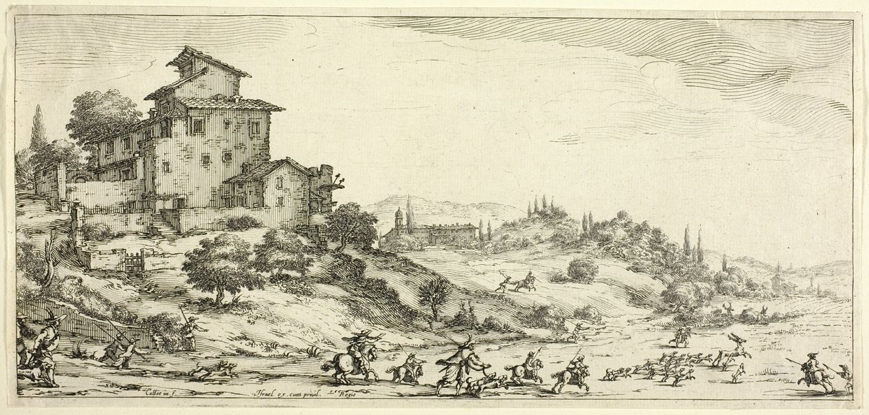Hjortejagten, fra forskellige scener designet i Firenze af Jacques Callot