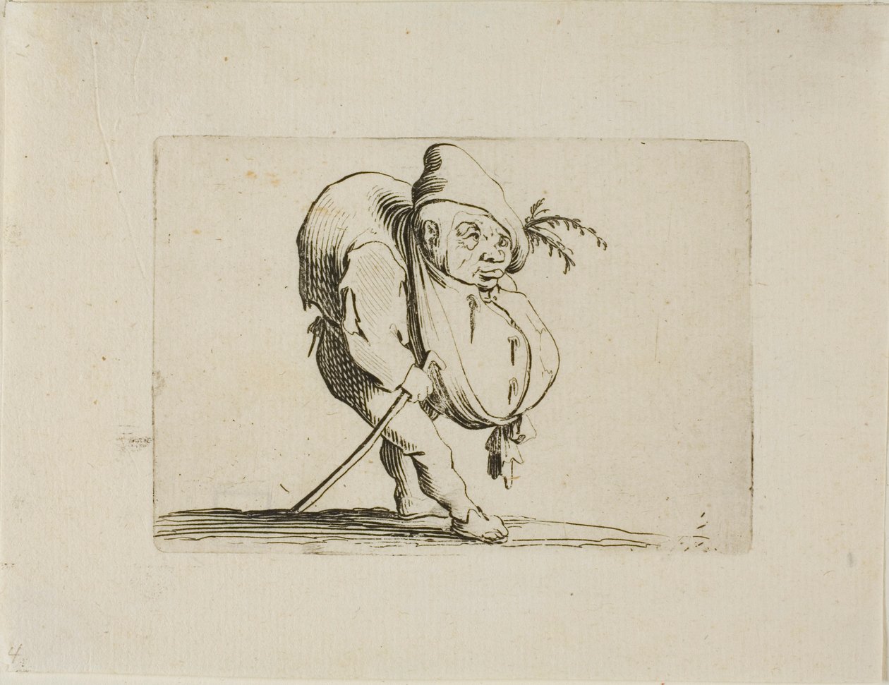 Den ujævne med en stok, fra Varie Figure Gobbi af Jacques Callot