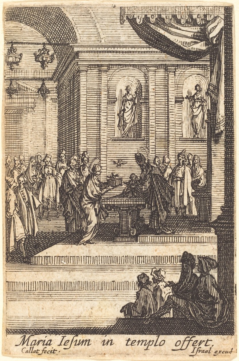 Jomfruen præsenterer Jesus i templet af Jacques Callot