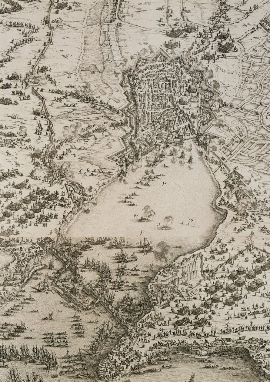 Belejringen af La Rochelle ... af Jacques Callot