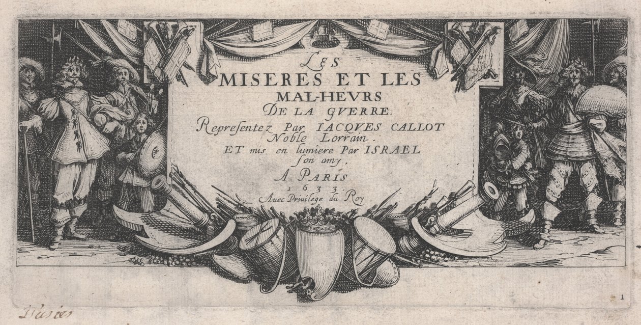 Titelblad, Krigens miseries af Jacques Callot