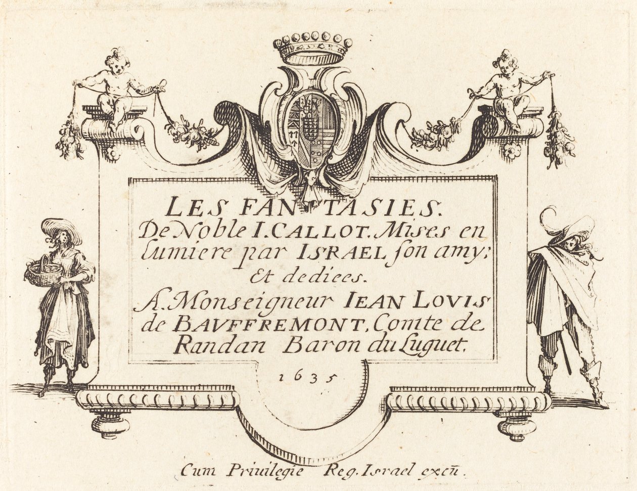 Titelside til "Fantasierne" af Jacques Callot