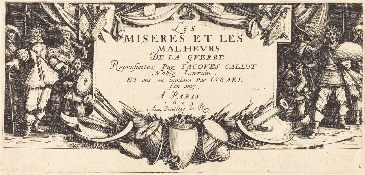 Titelside til "Krigens store elendighed" af Jacques Callot